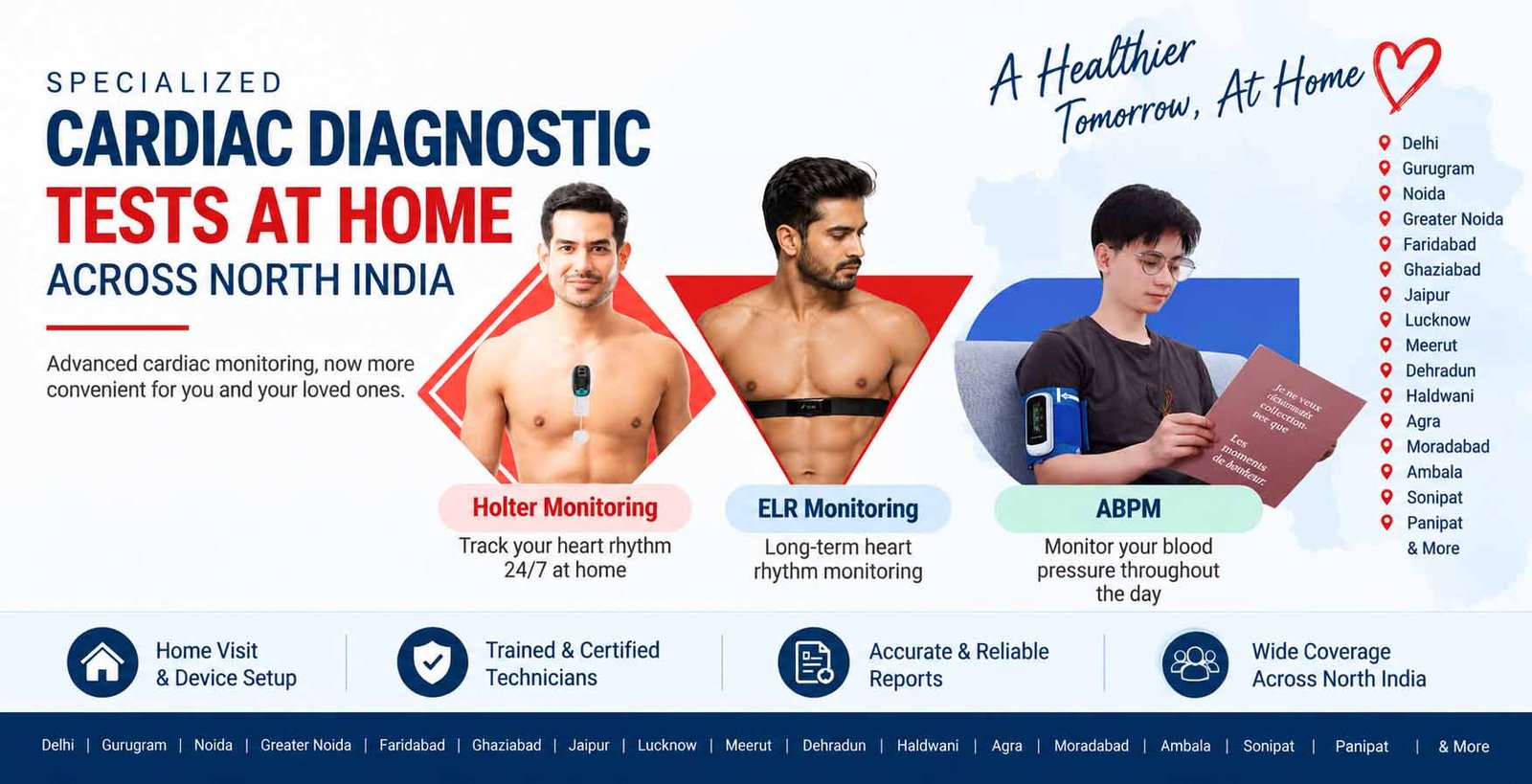 Cardiac Diagnostic Tests at Home in North India: Holter, ABPM, ELR & Sleep Study Services
